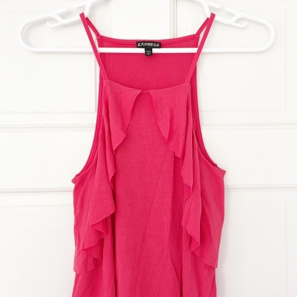 EXPRESS tank shirt size XS red pink ruffles soft - Picture 3 of 5